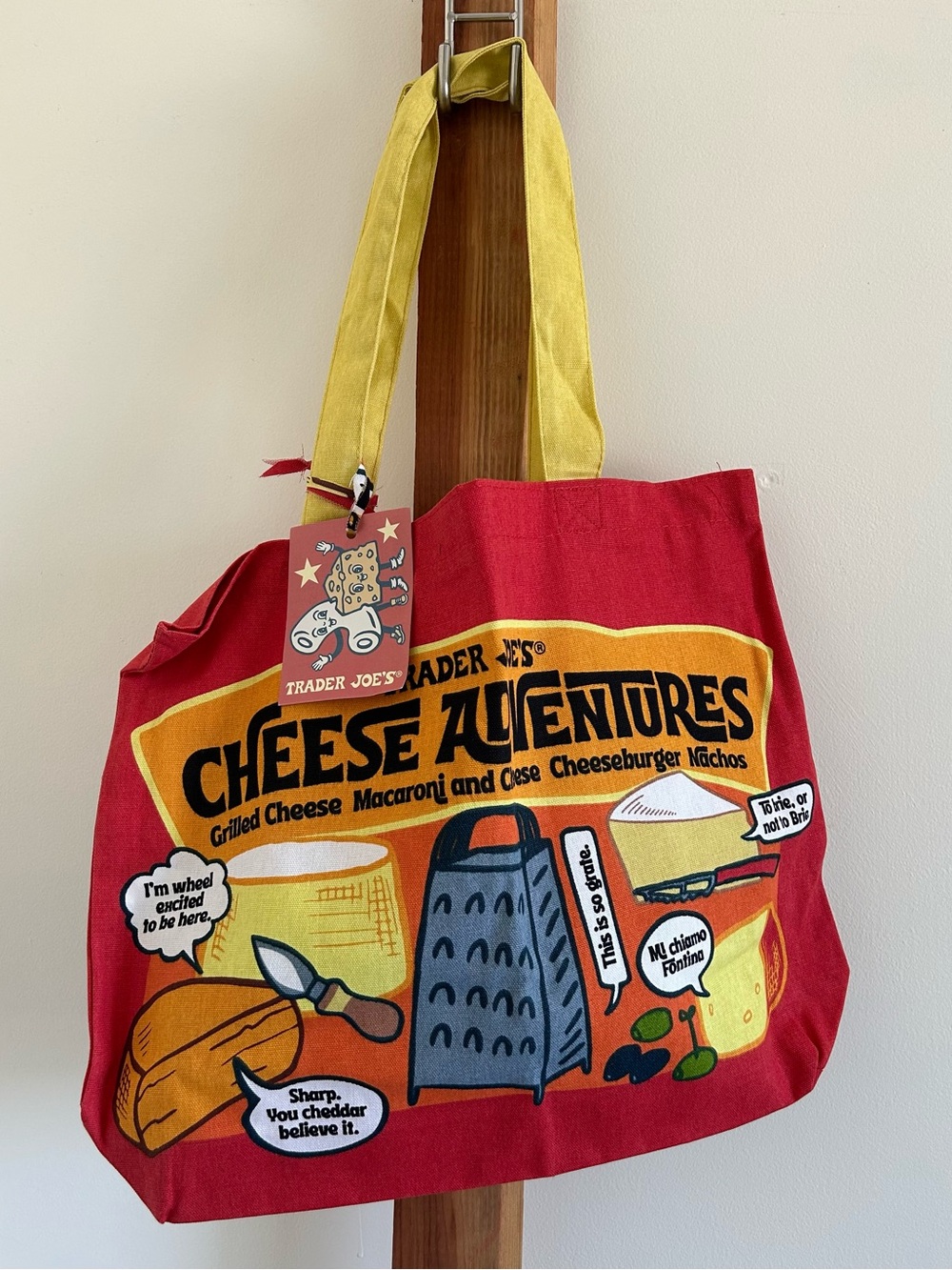 Trader Joe's Cheese Adventures Red Canvas Tote